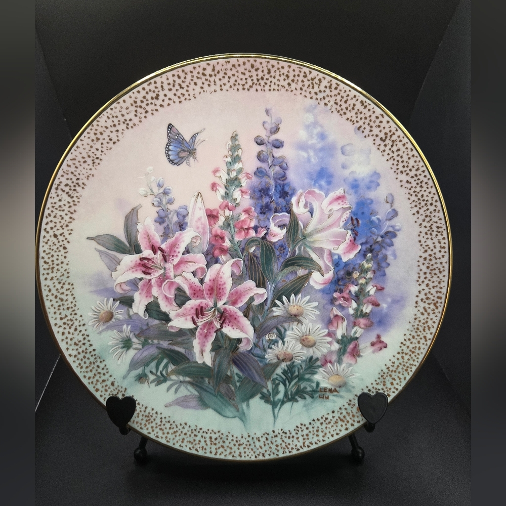 Floral Decorative Plate with Butterfly